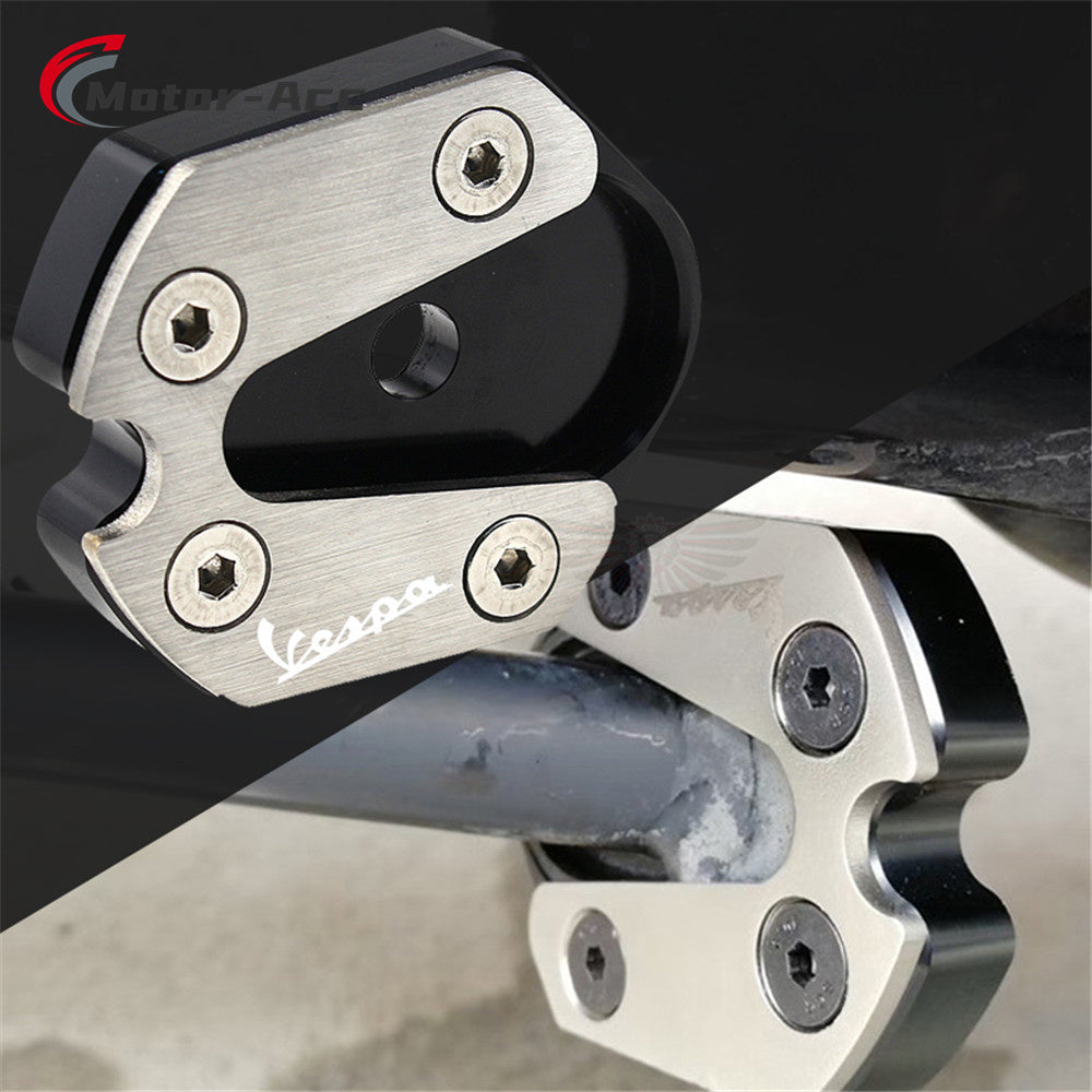 Motor-Acc Motorcycle Foot Stand Side Enlarger Kickstand Stand Extension Plate Pad Compatible with Vespa 150 LX150 S150