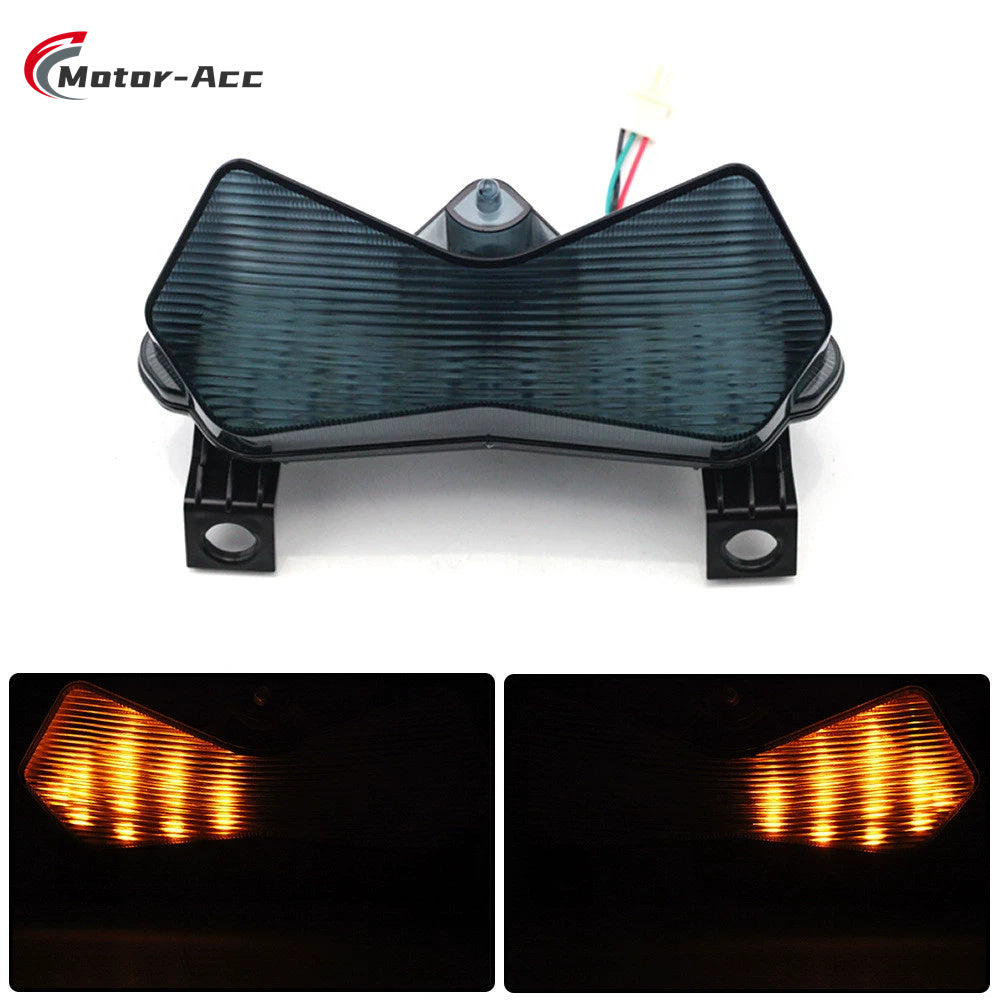 Motor-Acc Motorcycle Tail Light Integrated Running Brake Stop Light Turn Signals Lamp Compatible with Kawasaki ZX6R Z750 Z1000