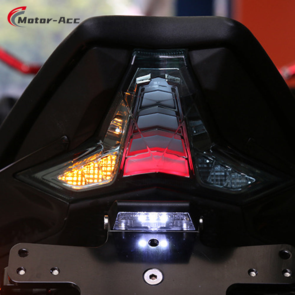 Motor-Acc Motorcycle Tail Light Integrated Running Brake Stop Light Turn Signals Lamp Compatible with Kawasaki Ninja400 2018-2023 ZX-10R 2016-2022 Z1000 2014-2022
